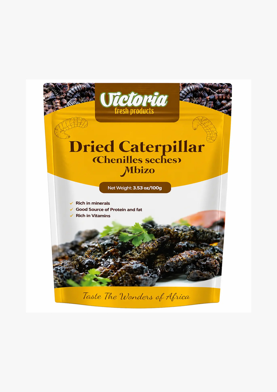 Victoria Fresh Products Dried Caterpillar (Mbizo  Chenilles séchées) – 100g